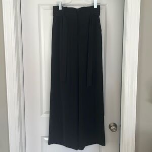 Joseph Ribkoff Pleated Cinch Waist Wide Leg Pants with Tie Size 6 Black